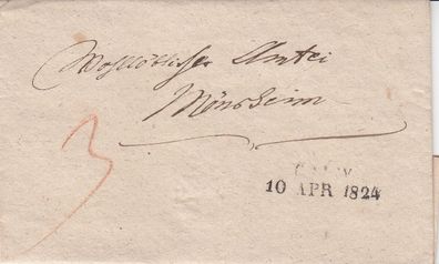 Vorphilabrief aus dem Jahr 1824 von Calw nach Mönsheim