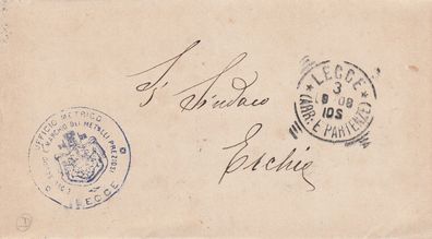 Italien Vorphilabrief aus dem Jahr ca. 1840 von Lecce nach Erchie