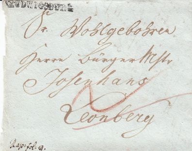 Vorphilabrief aus dem Jahr ca. 1840 von Ludwigsburg nach Leonberg