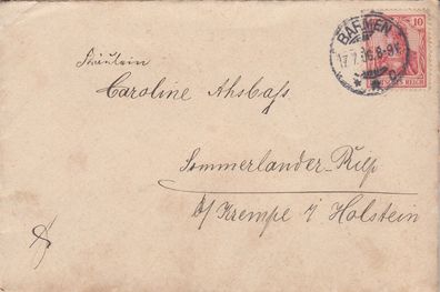 Deutsches Reich vollständiger Brief aus dem Jahr 1906 von Barmen nach Halsheim 2