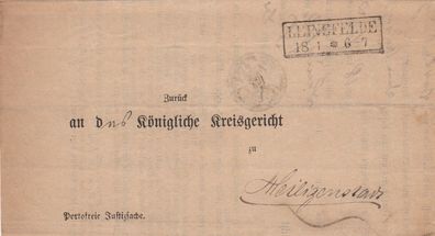 Vorphilabrief Post-Behändigungs-Schein aus dem Jahr 1868 von Leinefelde
