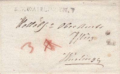 vollständiger Vorphilabrief aus dem Jahr 1823 von Waiblingen nach Diezlings