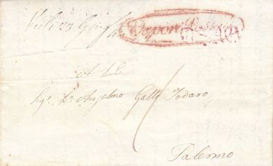 Italien vollständiger Vorphilabrief aus dem Jahr 1844 von Napoli nach Palermo (1)