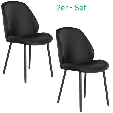 2er-Set Design Stuhl VIENNA schwarz + schwarze Beine
