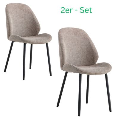 2er-Set Design Stuhl VIENNA Creme-Beige + schwarze Beine