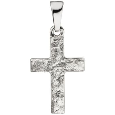 Anhänger Kreuz 925 Silber matt gehämmert Kreuzanhänger Silberkreuz