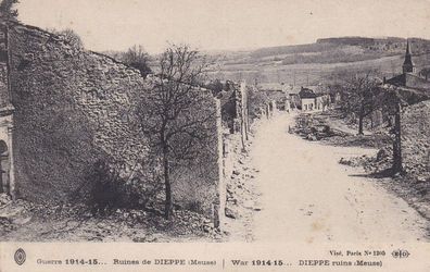 Postkarte WWI Ruines de Dieppe