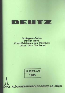 Schlepper-Daten 1956, Deutz-Druck-Nr. H 1099-4/1, Reparaturanleitung, Trecker