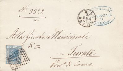 Italien Königreich Brief aus dem Jahr 1876 von Milano nach Turate