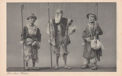 Postkarte Marionettentheater Münchner Künstler "Die drei Hirten"
