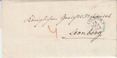 vollständiger Vorphilabrief aus dem Jahr 1848 von Gaildorf nach Leonberg