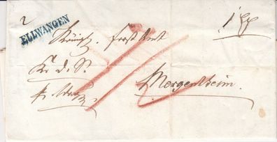 vollständiger Vorphilabrief aus dem Jahr 1842 von Ellwangen nach Mergenheim