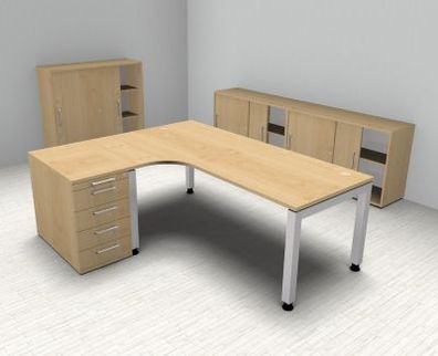 Komplettbüro HB35J Schreibtisch Aktenschrank Büromöbel-Set