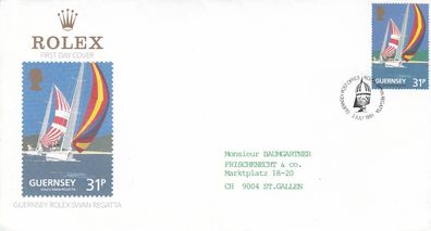 Guernsey FDC 1991 mit Rolex Werbeaufdruck