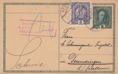 alte Österreich Ganzsache Zensurpost aus dem Jahr 1917 (1)