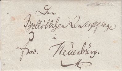 vollständiger Vorphilabrief aus dem Jahr 1809 von Bahlingen nach Neuenbürg
