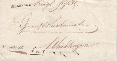 vollständiger Vorphilabrief aus dem Jahr 1822 von Baknang nach Waiblingen