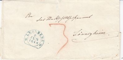 Vorphilabrief aus dem Jahr 1848 von Leonberg nach ??? grünem Steigbügelstempel