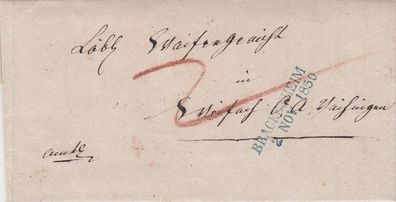 2x gelaufener Vorphilabrief aus dem Jahr 1850 von Brackenheim nach Vaihingen