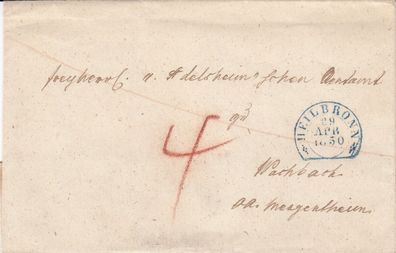 Vorphilabrief aus dem Jahr 1850 von Heilbronn nach Wachbach Steigbügelstempel