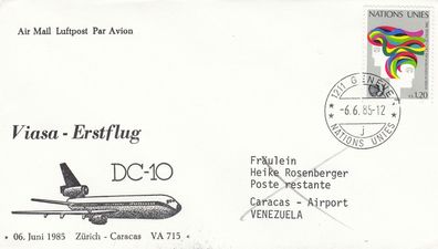 Viasa - Erstflug Zürich - Caracas am 6.6.1985 Flug VA 715 mit DC-10