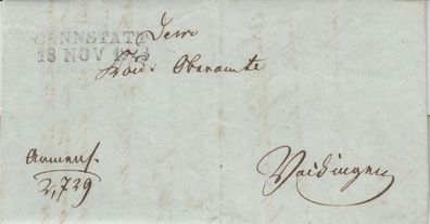 vollständiger Vorphilabrief aus dem Jahr 1843 von Canstatt nach Waiblingen (?)