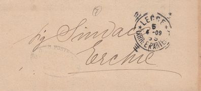 Italien Brief aus dem Jahr 1908 von Lecce nach ?