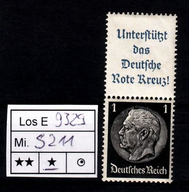 Los E9329: Deutsches Reich Mi. S 211 *