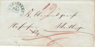 Vorphilabrief aus dem Jahr 1847 von Leonberg nach Waiblingen