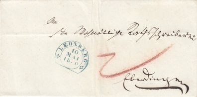 Vorphilabrief aus dem Jahr 1850 von Leonberg nach Eberdingen Steigbügelstempel