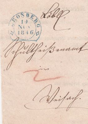 vollständiger Vorphilabrief aus dem Jahr 1846 von Leonberg nach ???