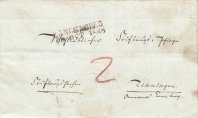 vollständiger Vorphilabrief aus dem Jahr 1848 von Langenburg nach Renningen