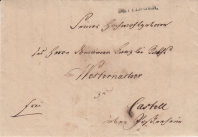 vollständiger Vorphilabrief aus dem Jahr 1829 von Dettingen nach ???