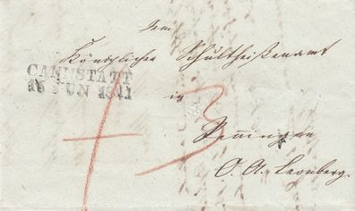 vollständiger Vorphilabrief aus dem Jahr 1841 von Canstatt nach Leonberg