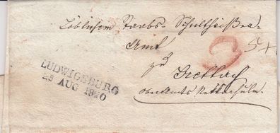 vollständiger Vorphilabrief aus dem Jahr 1820 von Ludwigsburg nach ? 2x verwende