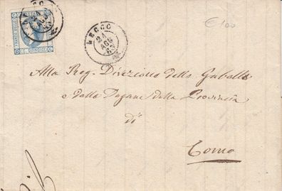 Italien Königreich vollständiger Brief aus dem Jahr 1863 von Lecco nach Como