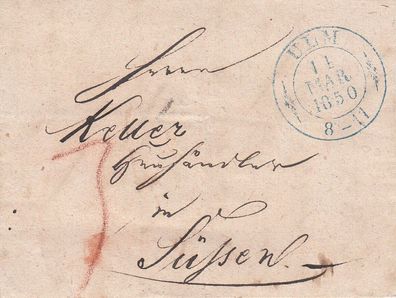 vollständiger Vorphilabrief aus dem Jahr 1850 von Ulm nach Süssen