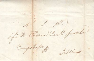Italien vollständiger Vorphilabrief aus dem Jahr 1842 von Napoli nach Jelsi (1)