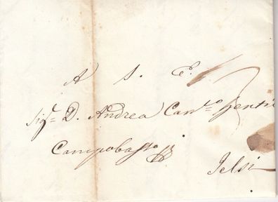 Italien vollständiger Vorphilabrief aus dem Jahr 1843 von Napoli nach Jelsi