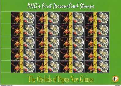Papua New Guinea: 2007. kompletter Bogen Orchids 85t First personalised Stamps (2)