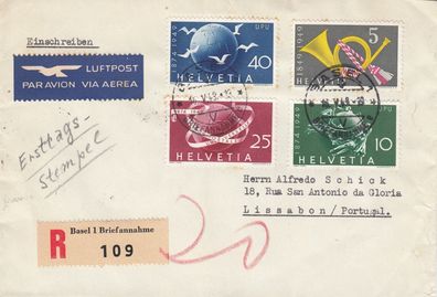 Schweiz FDC 1949, Mi-Nr. 519 + 522-524 Mi-Euro 70, - gelaufen als Einschreiben