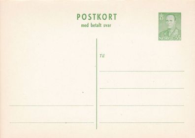 Norwegen Postkort med betalt svar P126 ungelaufen