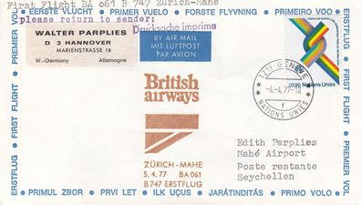British Airways - Erstflug von Zürich nach Mahe am 05.04.1977