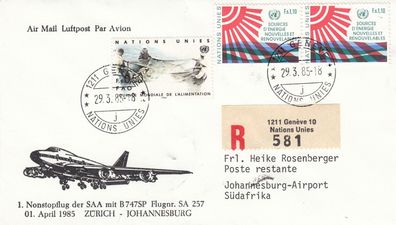 1. Nonstopflug der SAA mit B747SP Zürich-Johannesburg am 1.4.1985 Flug SA 257 (1)