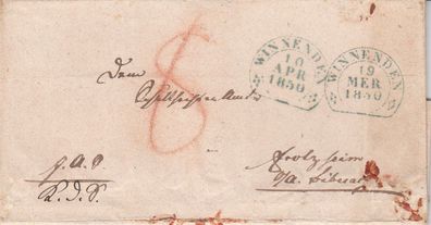 Vorphilabrief aus dem Jahr 1850 von Winnenden nach Erolzheim Steigbügelstempel