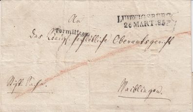vollständiger Vorphilabrief aus dem Jahr 1857 von Ludwigsburg nach Nellingen