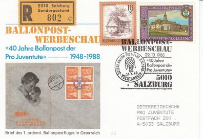 40 Jahre Ballonpost der Pro Juventute 22.10.1988 von Vöcklabruck nach Salzburg