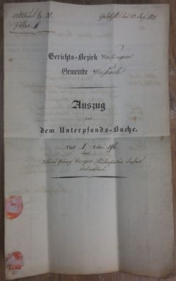 vollständiger Vorphilabrief Grundbucheintrag aus dem Jahr 1851 von Ludwigsburg