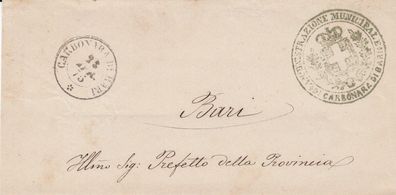 Italien Brief aus dem Jahr 1875 von Carbonara di Bari nach Bari
