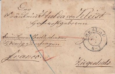 vollständiger Vorphilabrief aus dem Jahr 1842 von Breslau nach Ziegenhals